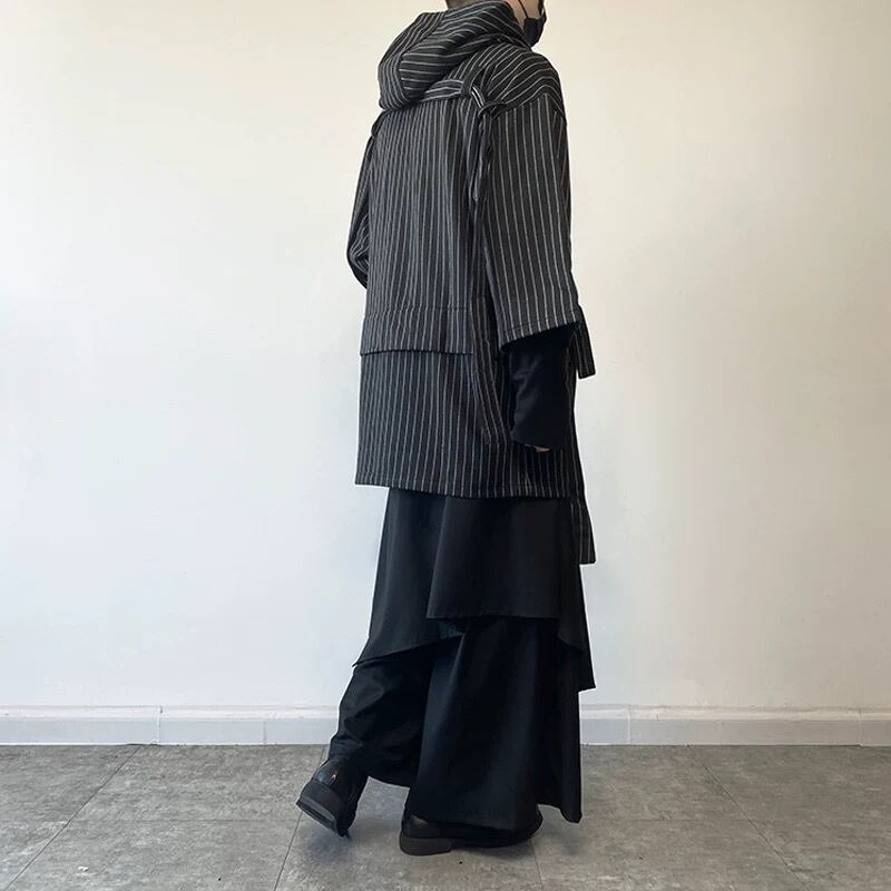 Asymmetric Pinstripe Hoodie【TR3347】