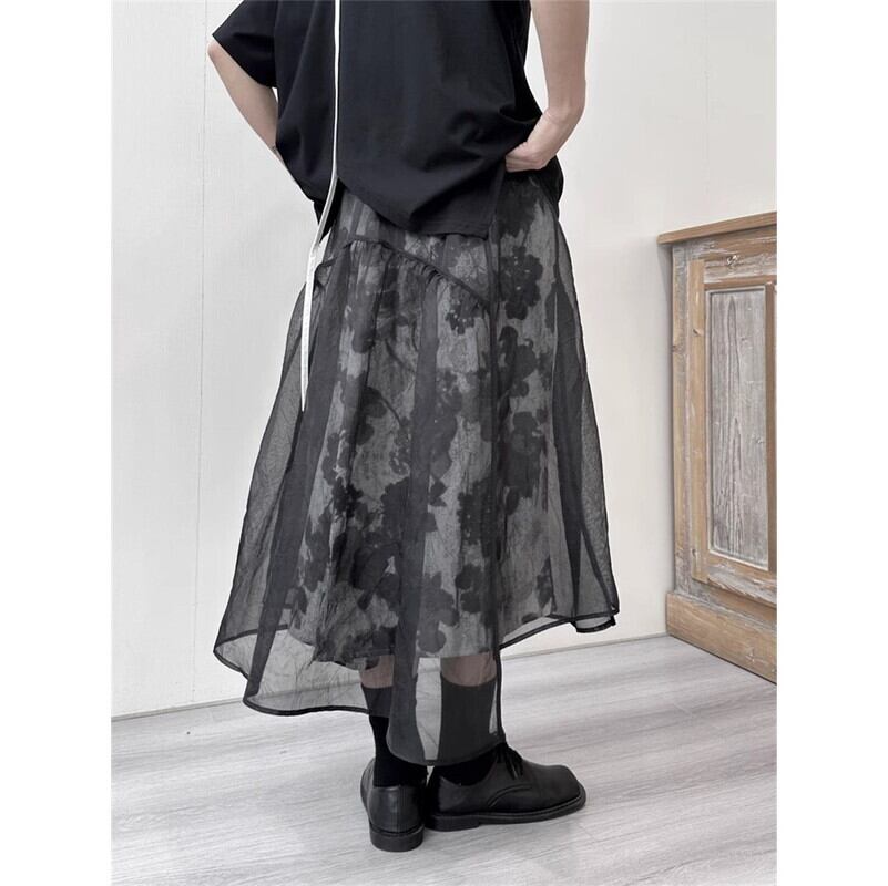 Flower Mesh Flare Skirt【TR3189】