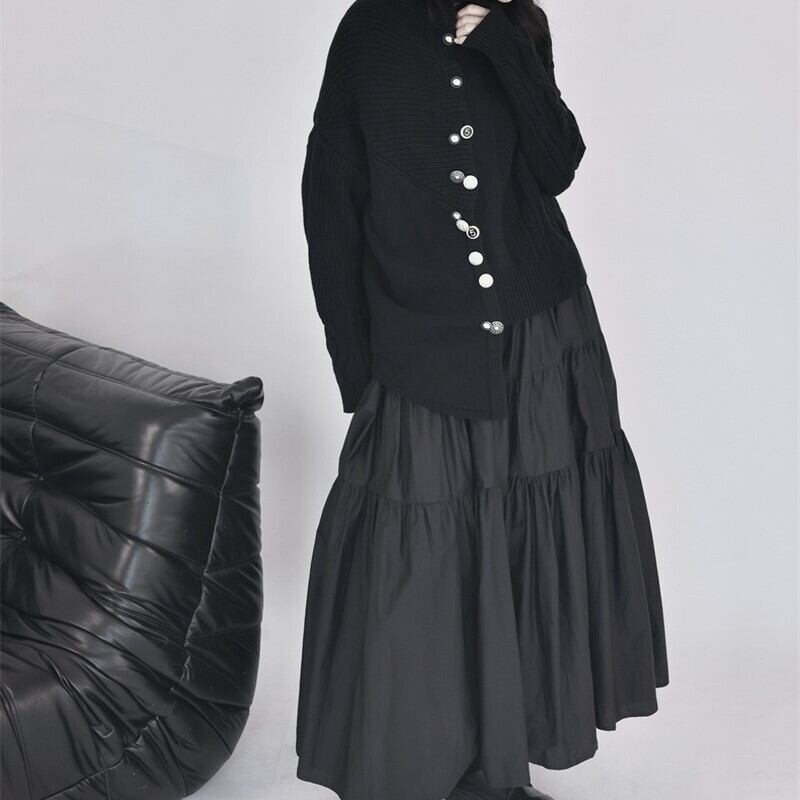Asymmetry Off-Turtle Knit Jacket【TR3268】
