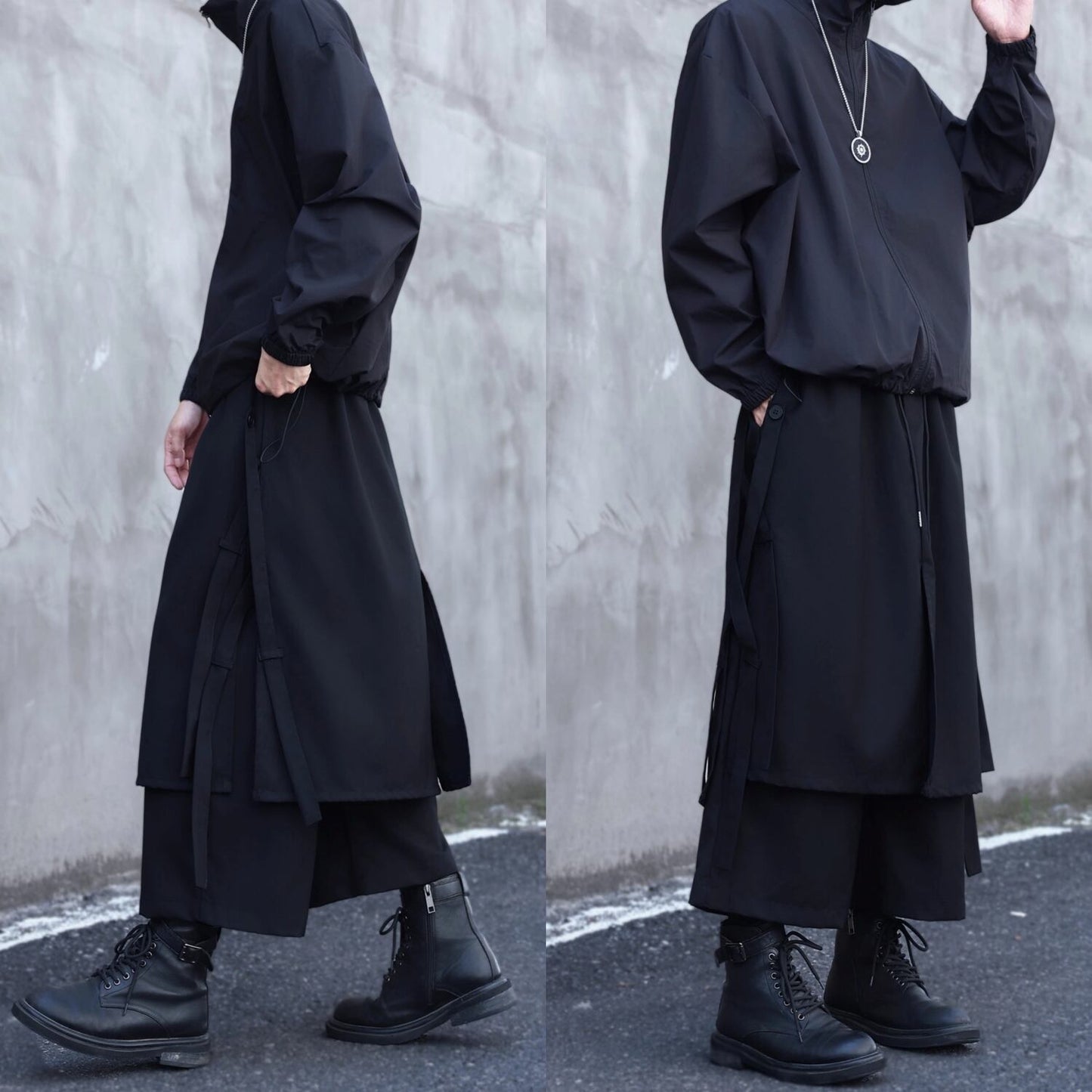 Layered-look Side Ribbon Pants【TR3298】