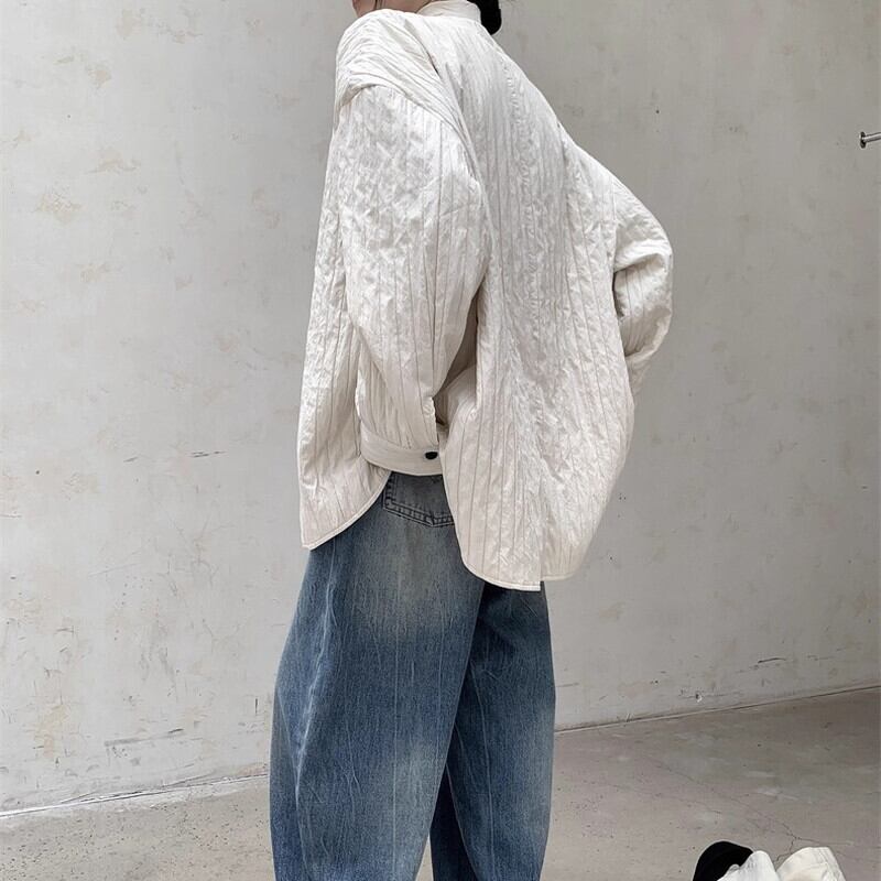 No-Collar Pleats Jacket【TR3101】