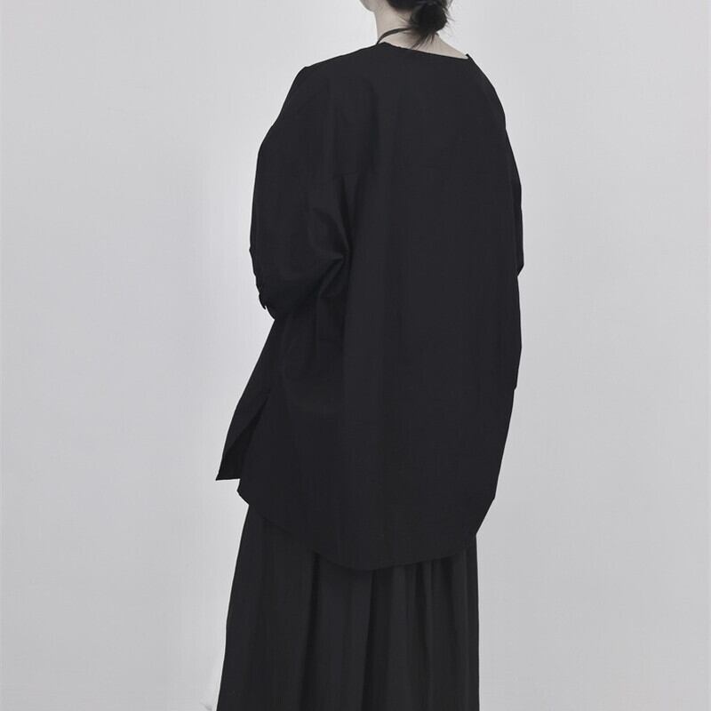 V-Neck Oversize Collared Shirt【TR3110】