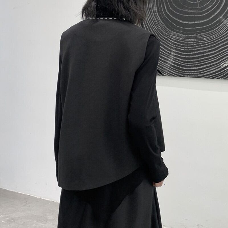 Asymmtry Stitch Vest【TR3241】
