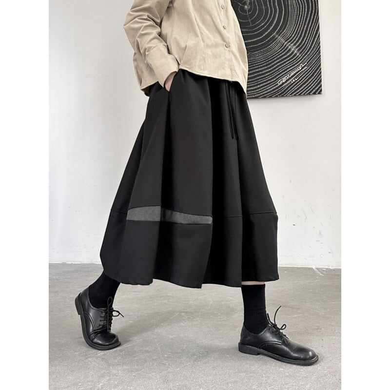 Bi-Color High-Waist Flare Skirt【TR3175】