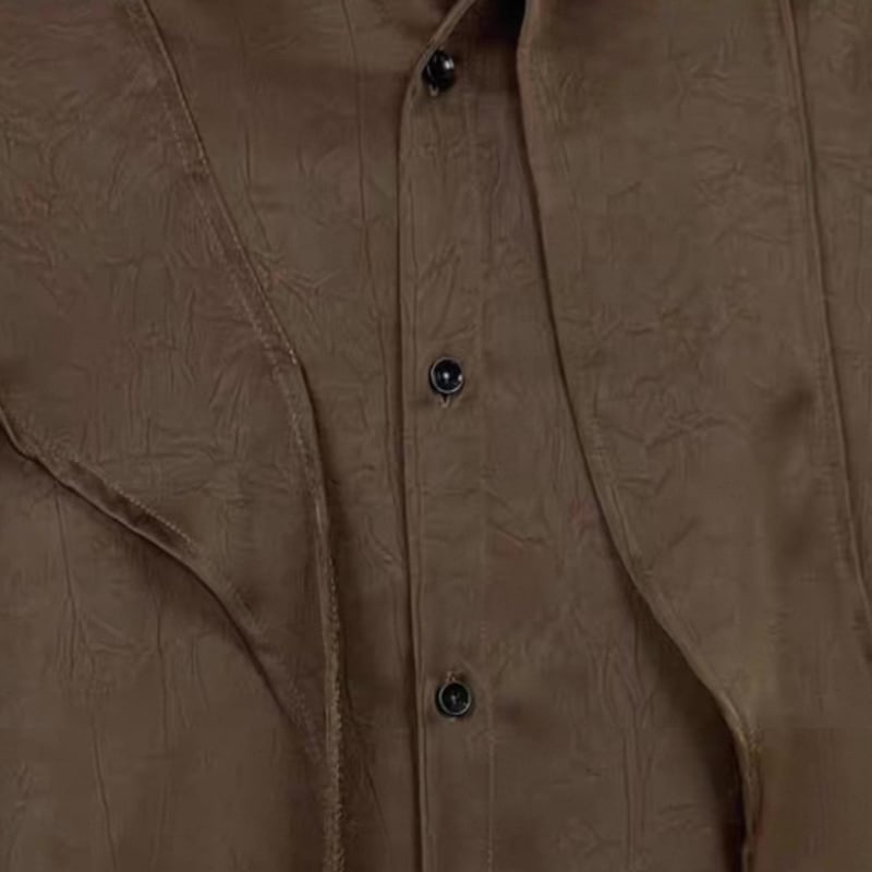 Satin Draped Texture Collared Shirt【TR3361】