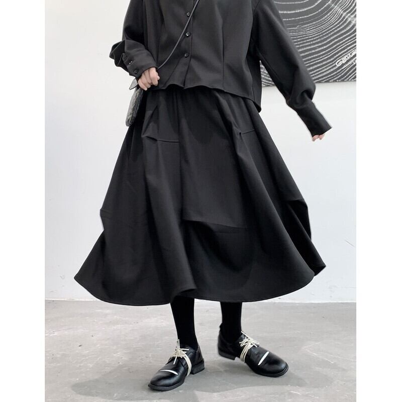 Asymmetry Wool Skirt【TR3173】
