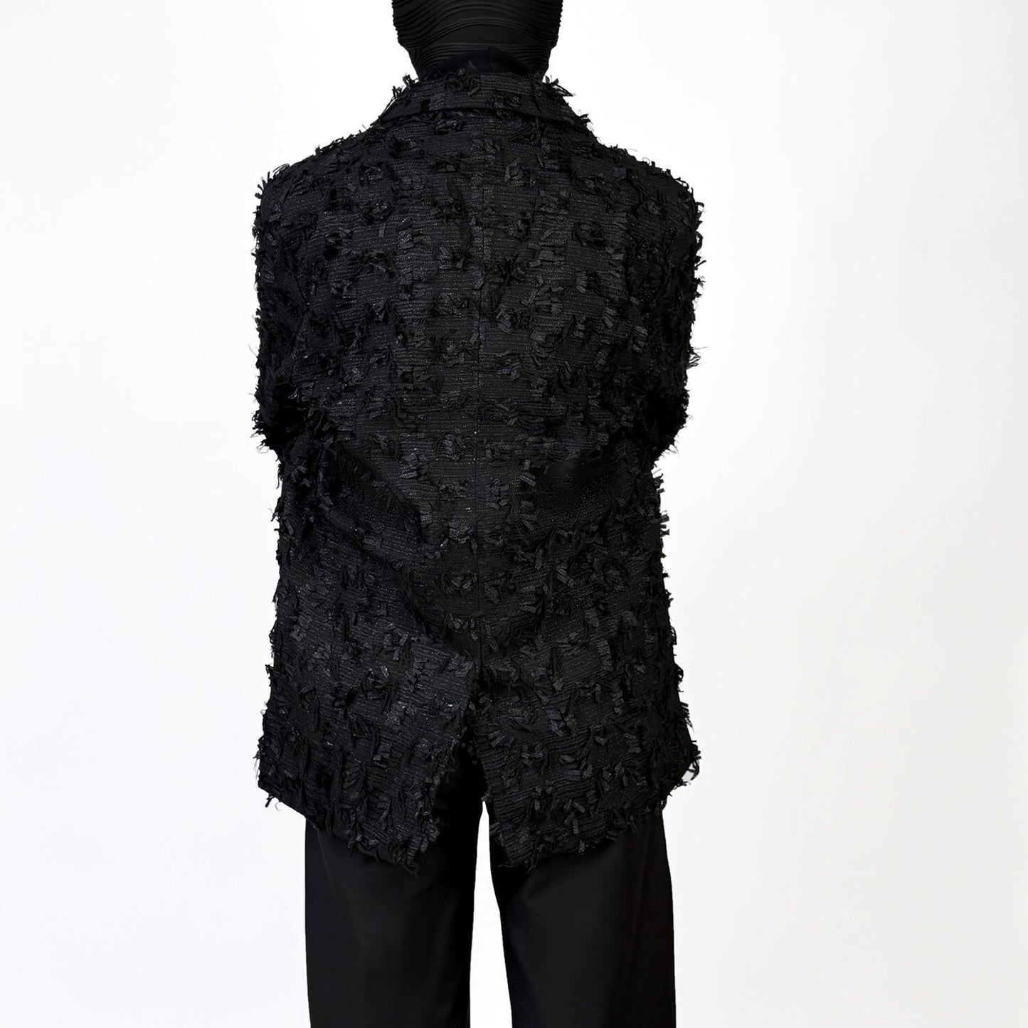 Black Fringe Tailored Jacket【TR3322】