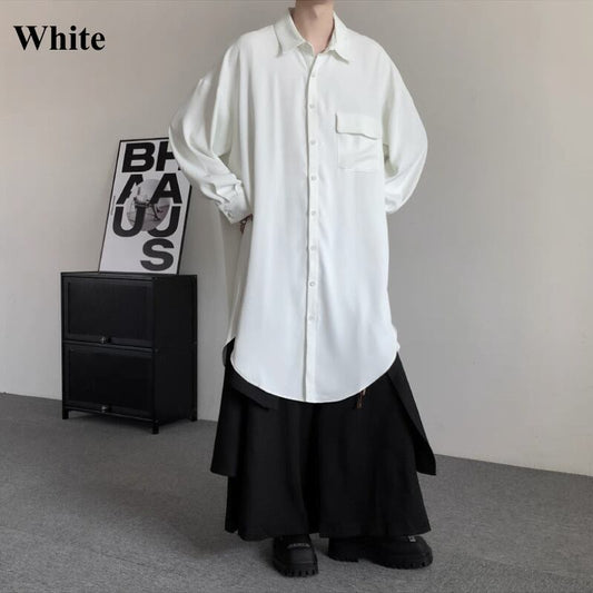 Flowy Long Collared Shirt【TR3372】