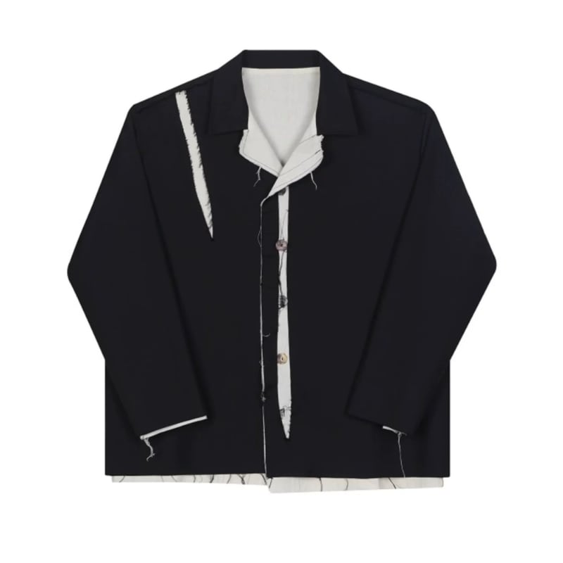 Frayed Contrast Panel Jacket【TR3341】