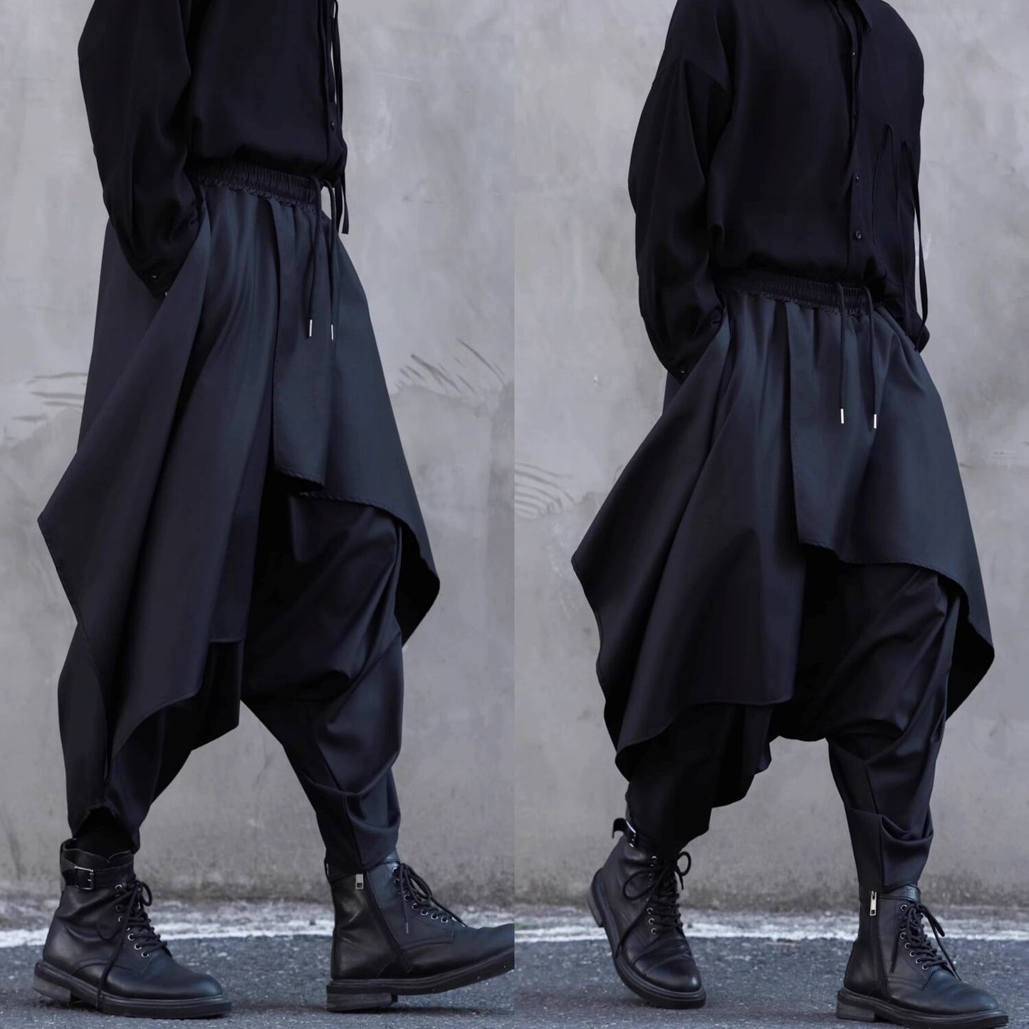 Layered-look Wide Sarouel Pants【TR3281】
