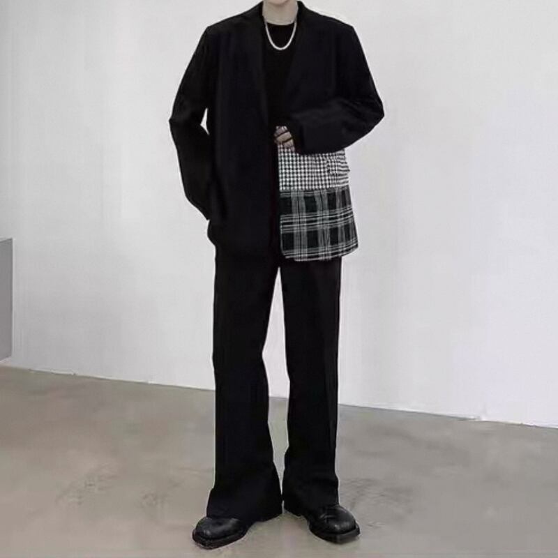 Patchwork Contrast Tailored Jacket【TR3349】