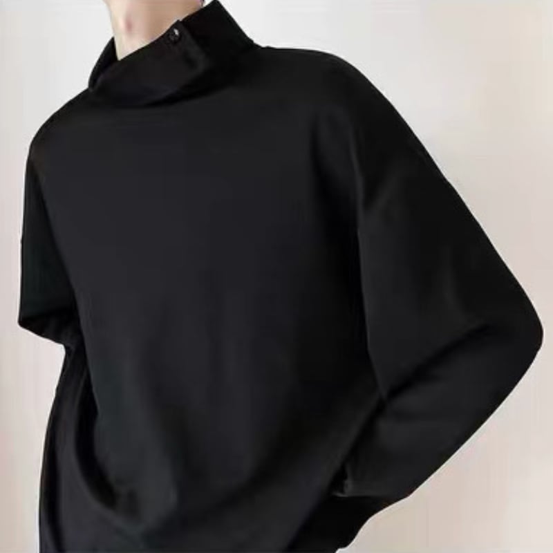 Button High-Neck T-shirt【TR3329】