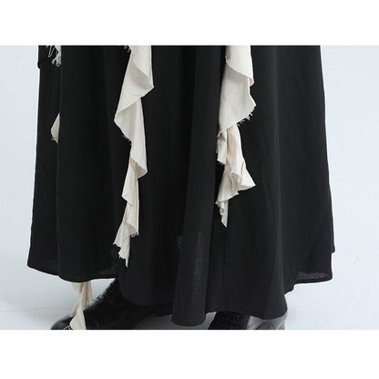 Asymmetry Ruffle Bi-Color Skirt【TR3172】