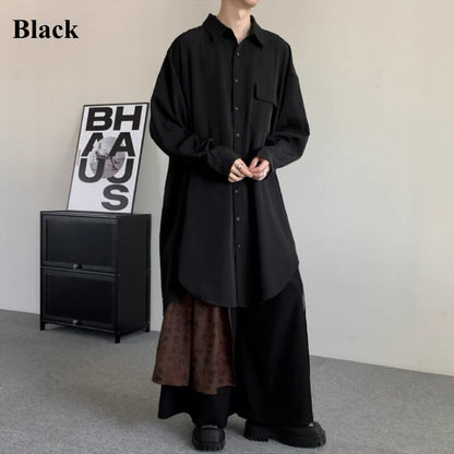 Flowy Long Collared Shirt【TR3372】