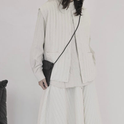 Loose Stripe Simple Vest【TR3243】