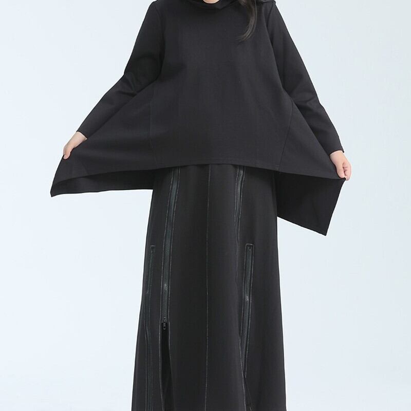Asymemtry Mock-Neck Flare T-Shirt【TR3150】