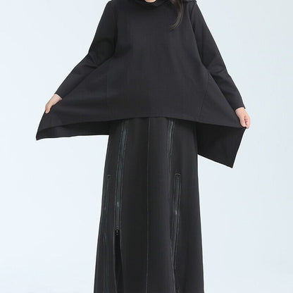 Asymemtry Mock-Neck Flare T-Shirt【TR3150】