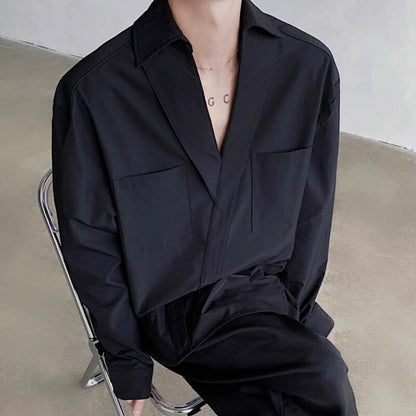 Deep V Pocket Collared Shirt【TR3359】