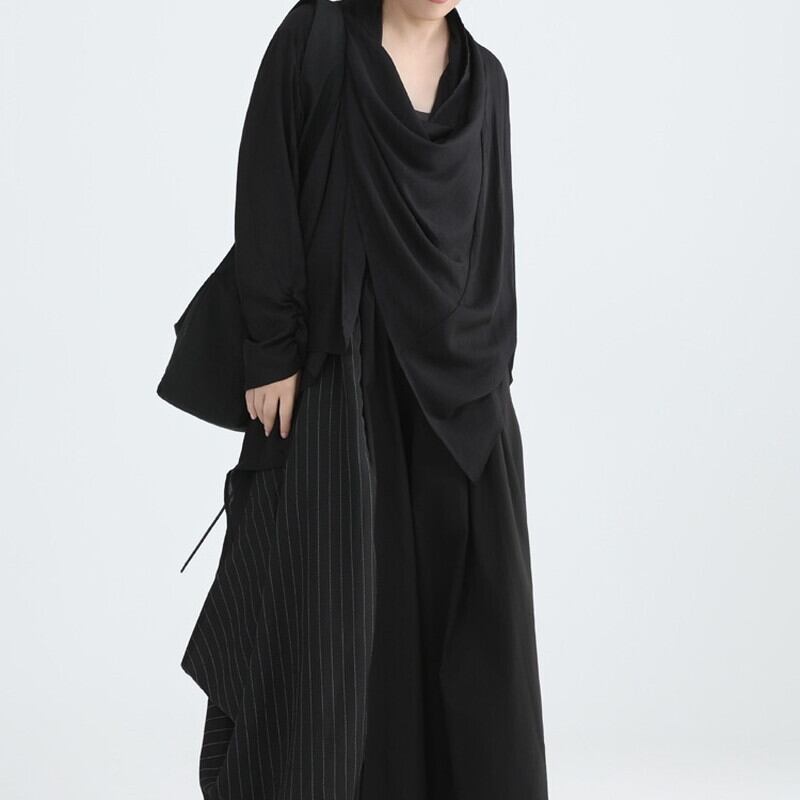 Asymmetry Drape Collared Shirt【TR3132】