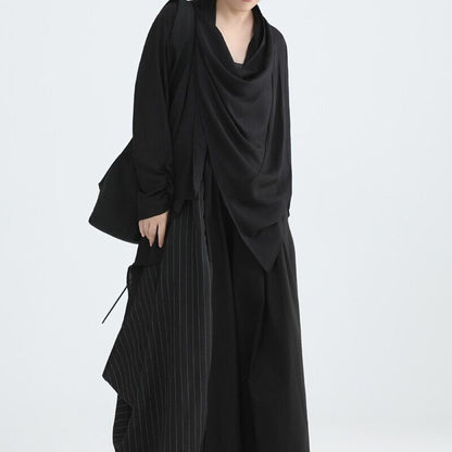 Asymmetry Drape Collared Shirt【TR3132】