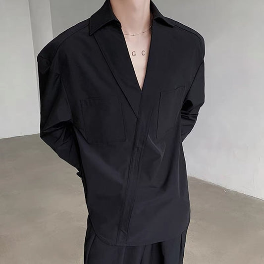 Deep V Pocket Collared Shirt【TR3359】
