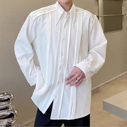 Modern Tuck-Pleat Collared Shirt【TR3340】