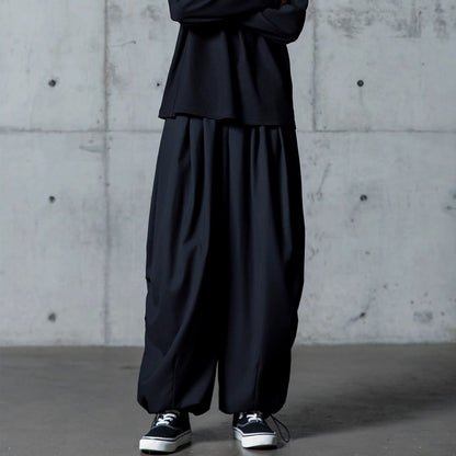 Drawstring Hem Wide Pants【TR3303】