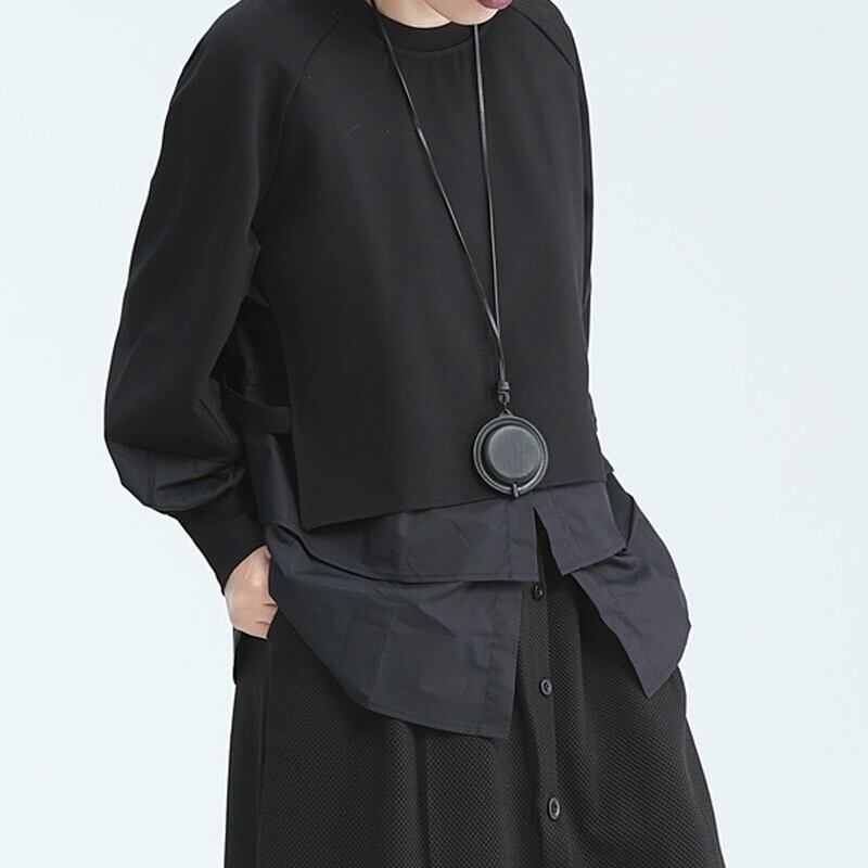 Fake-Layered Patchwork Collared Shirt【TR3115】