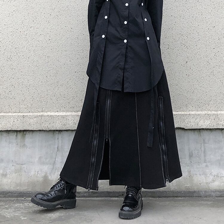 Long Nichi Fastener Skirt【TR1433】