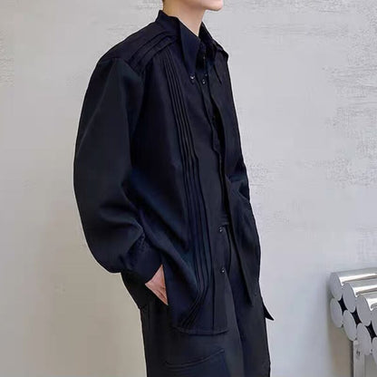 Modern Tuck-Pleat Collared Shirt【TR3340】