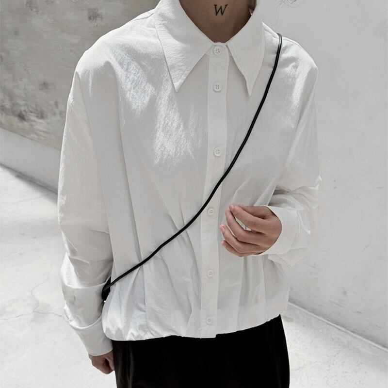Crumply Simple Collared Shirt【TR3129】