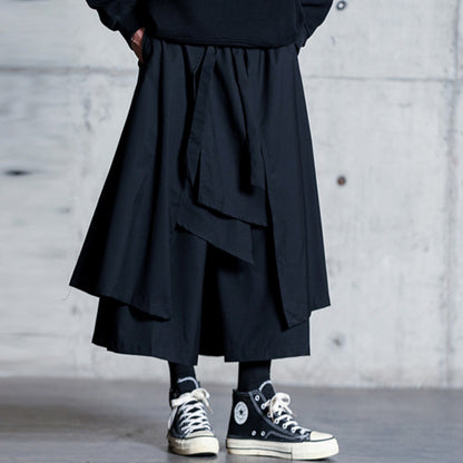 Layered-look Cropped Wide Pants【TR3273】
