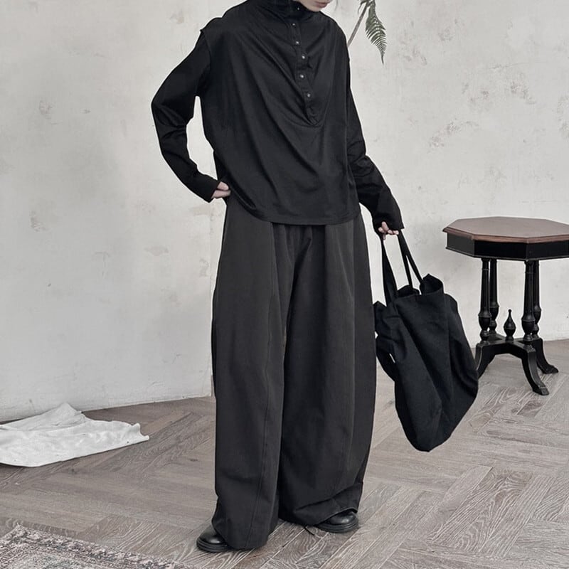 Half-Button Mock-Neck T-Shirt【TR3140】
