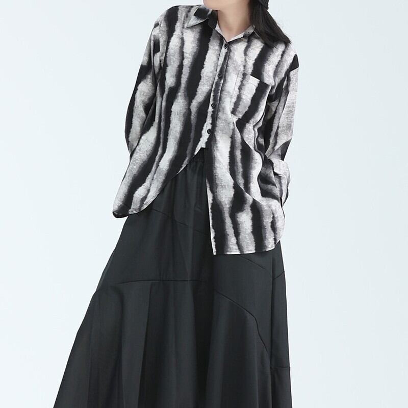 Water-Color Stripe Collared Shirt【TR3133】