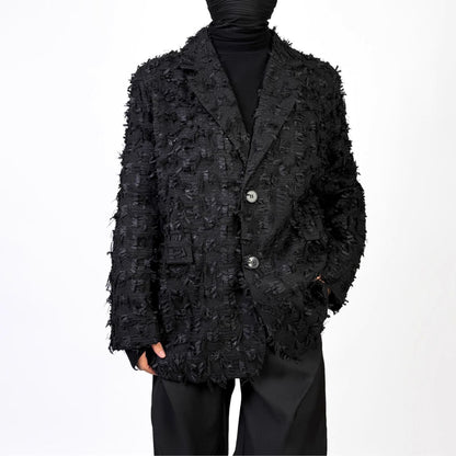 Black Fringe Tailored Jacket【TR3322】