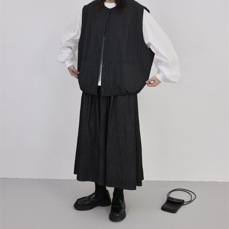 Pleats Simple Pocket Vest【TR3232】