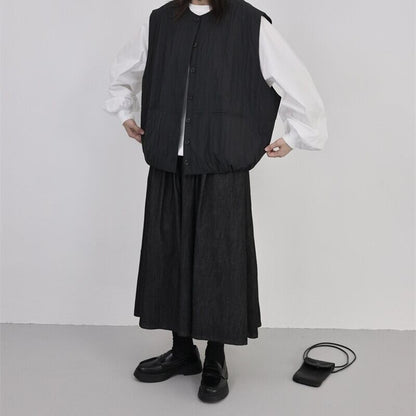 Pleats Simple Pocket Vest【TR3232】