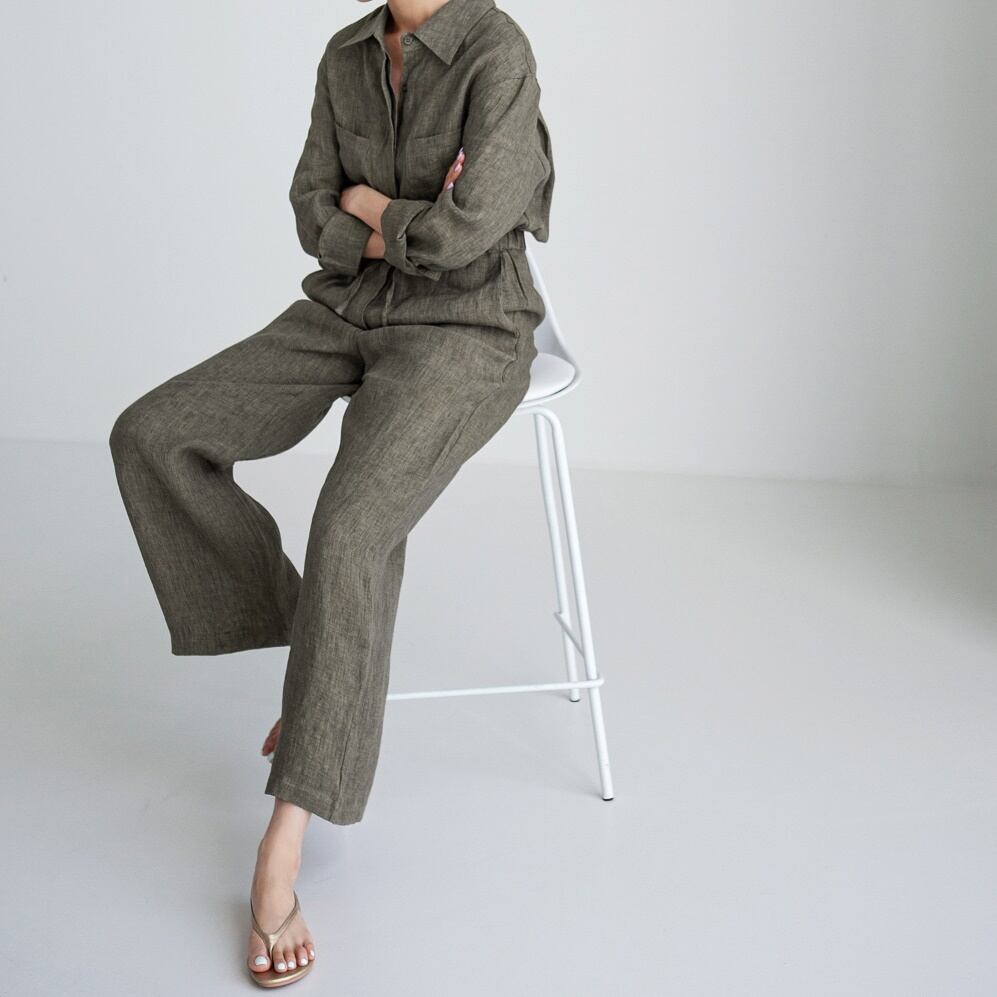 〈Unisex〉Wide Leg Jump Suit Setup【TR2880】