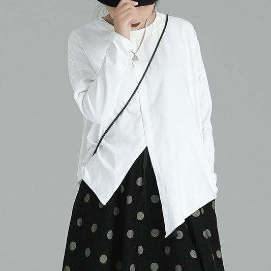 Asymmetry Round-Neck T-Shirt【TR3146】
