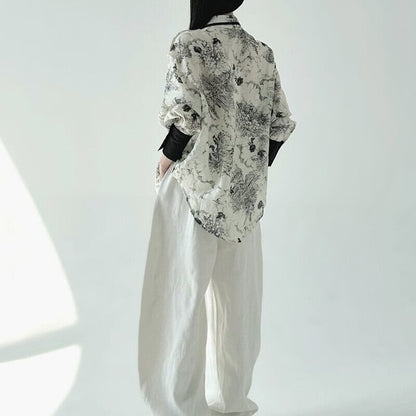 Water-Color Flower Collared Shirt【TR3121】