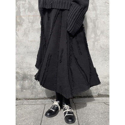Asymmetry Knit Frill Skirt【TR3160】