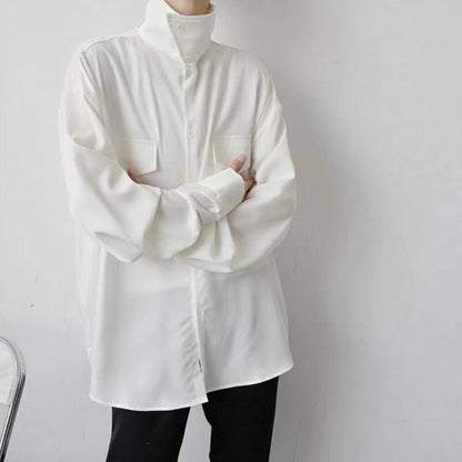 Structured High-Neck Collared Shirt【TR3375】