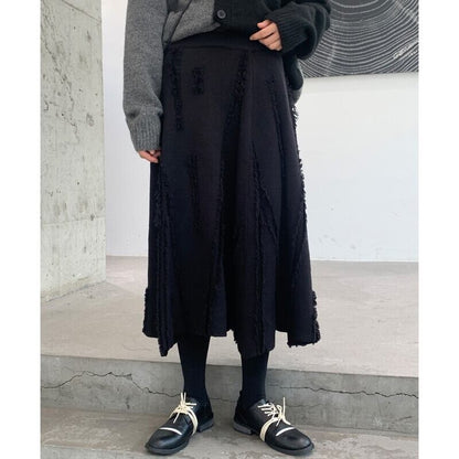 Knit Flare Frill Skirt【TR3185】