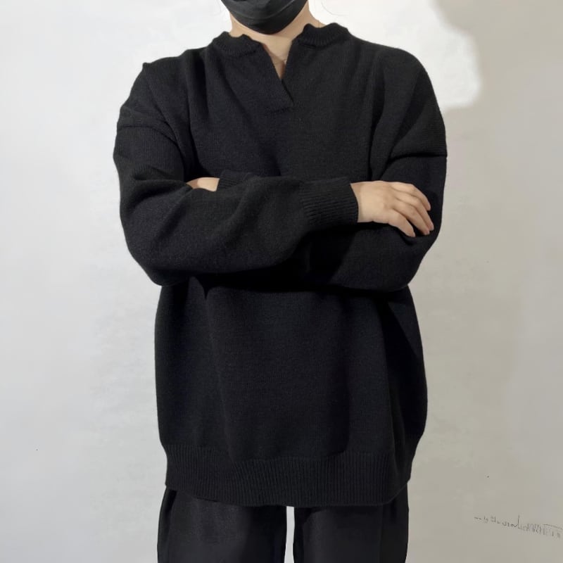 Split Neck Knit T-shirt【TR3360】