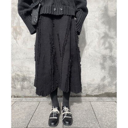 Asymmetry Knit Frill Skirt【TR3160】
