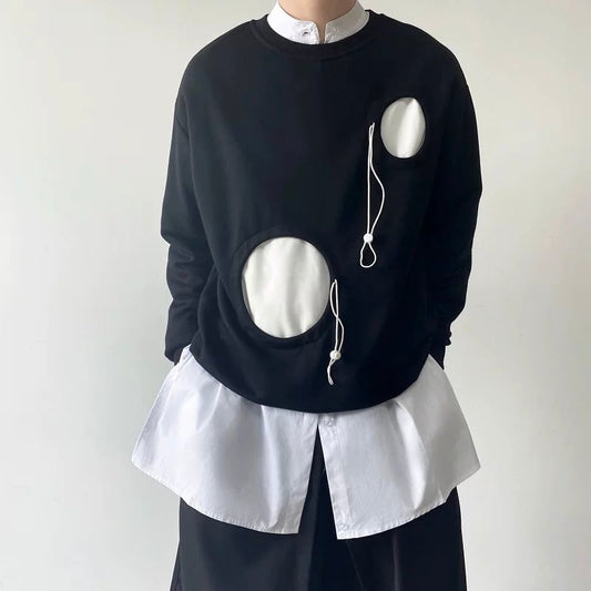Contrast Cutout Long T-shirt【TR3345】
