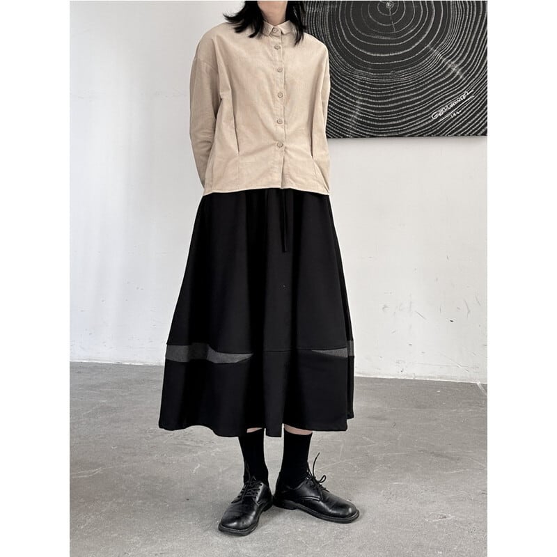 Bi-Color High-Waist Flare Skirt【TR3175】