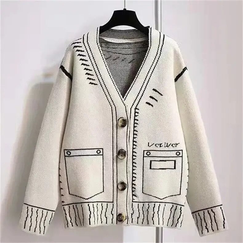 〈Unisex〉Knit Cardigan Letters Jacket【TR1226】