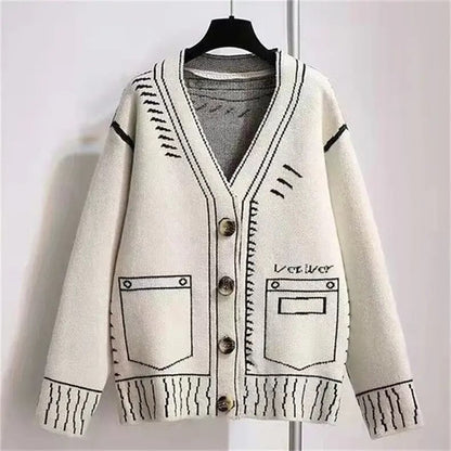 〈Unisex〉Knit Cardigan Letters Jacket【TR1226】