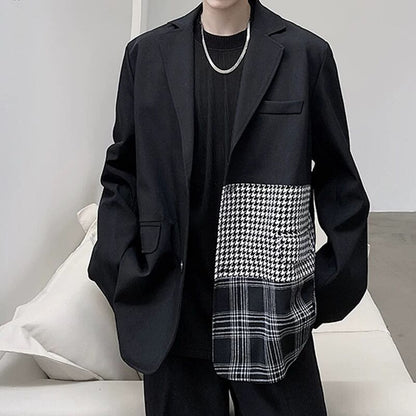 Patchwork Contrast Tailored Jacket【TR3349】